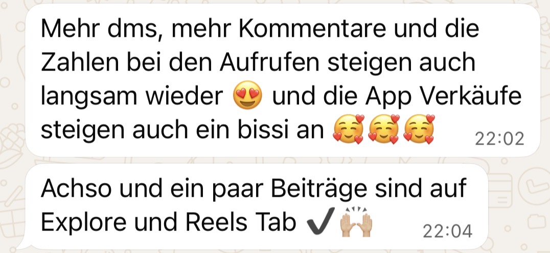 WhatsApp-Rückmeldung zu mehr Nachrichten, Kommentaren, Aufrufen und App-Verkäufen